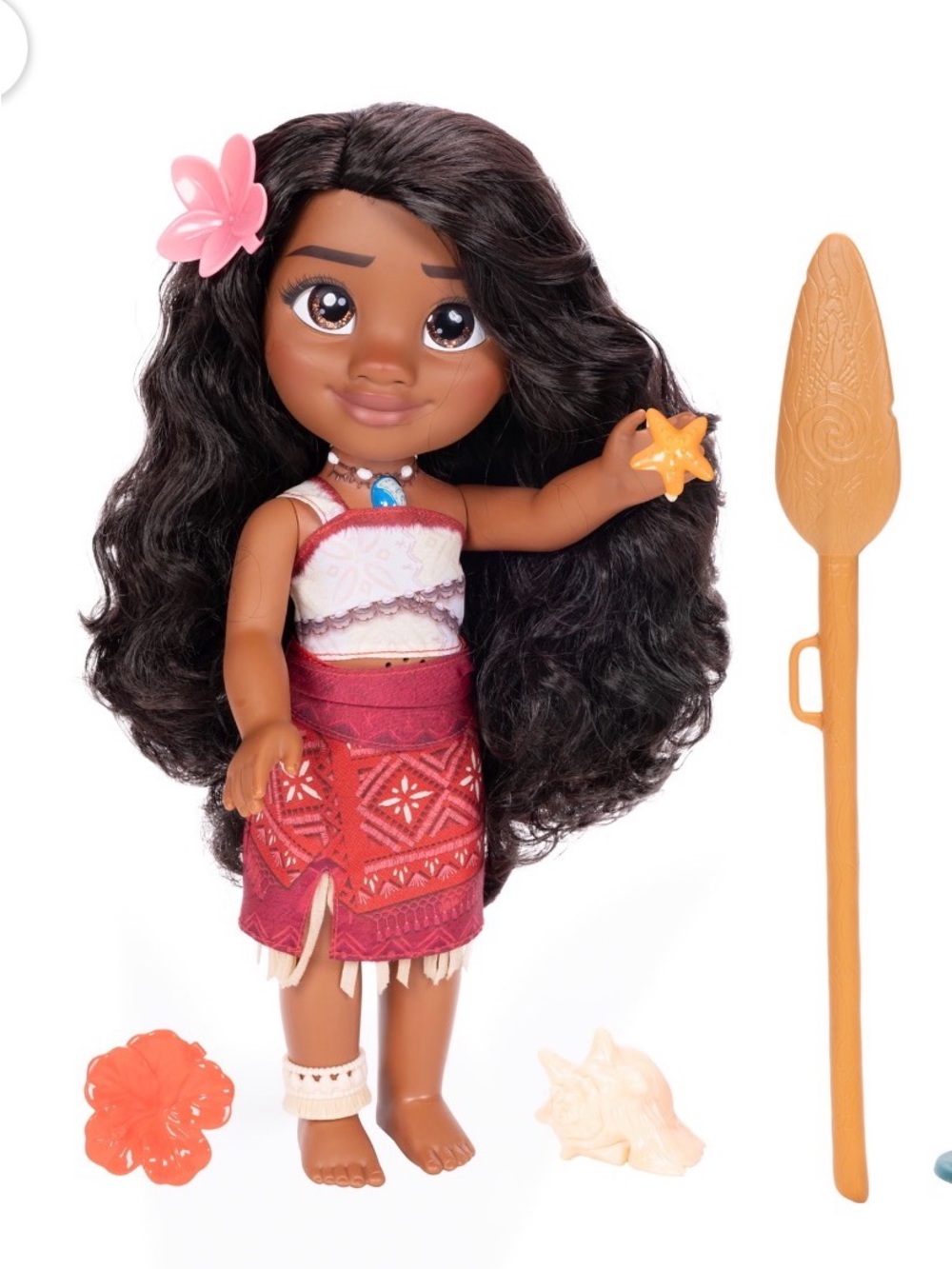 Disney Moana Doll with Red Skirt, White Top and Brown Hair - Picture 2 of 2